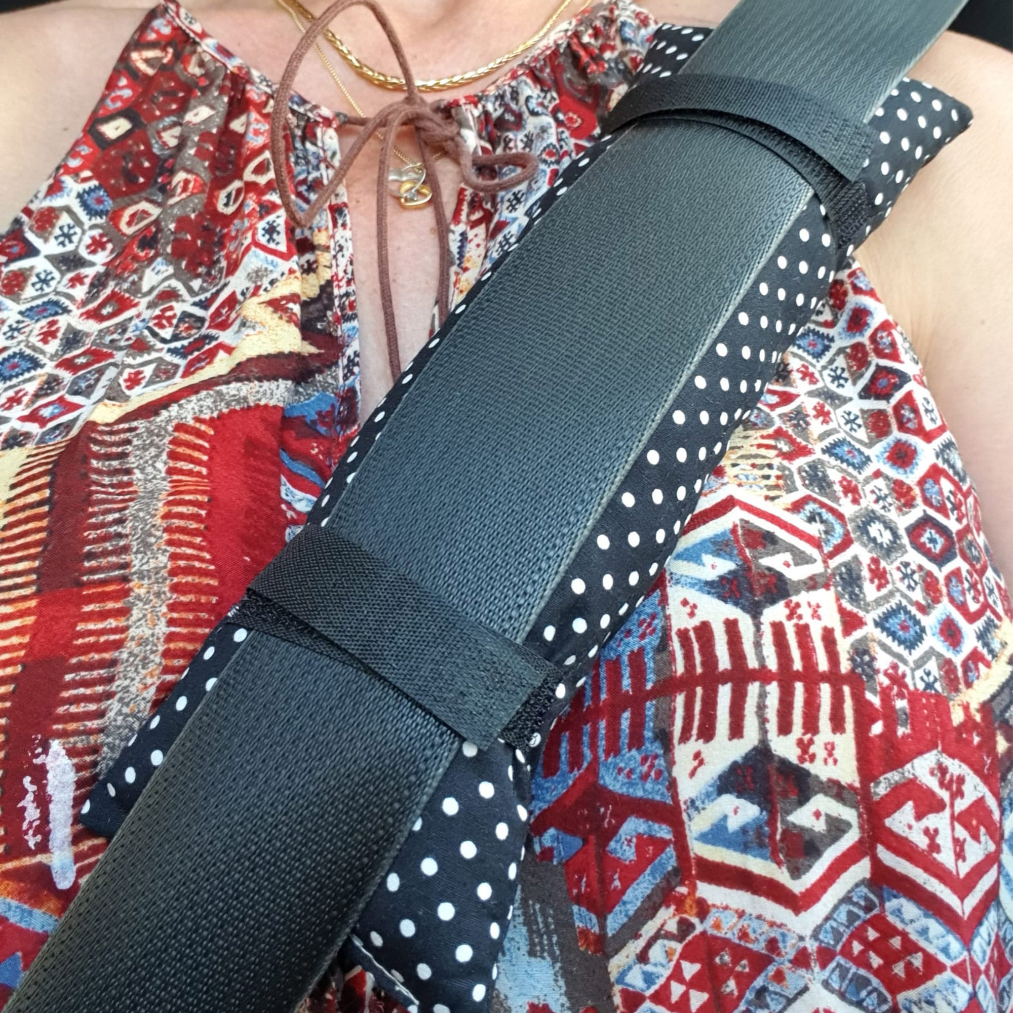 Small 6" Medical Port Pillow Cushion for Car Seatbelt Portacath Stoma Ileostomy Pacemaker Chemo Surgery (Black Polka Dot)