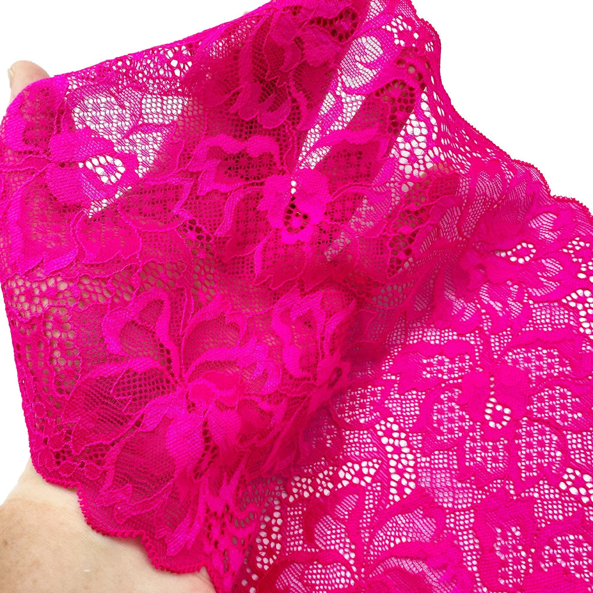 8" Hot Pink Unlined Stretch Lace Arm Cover Line Sleeve