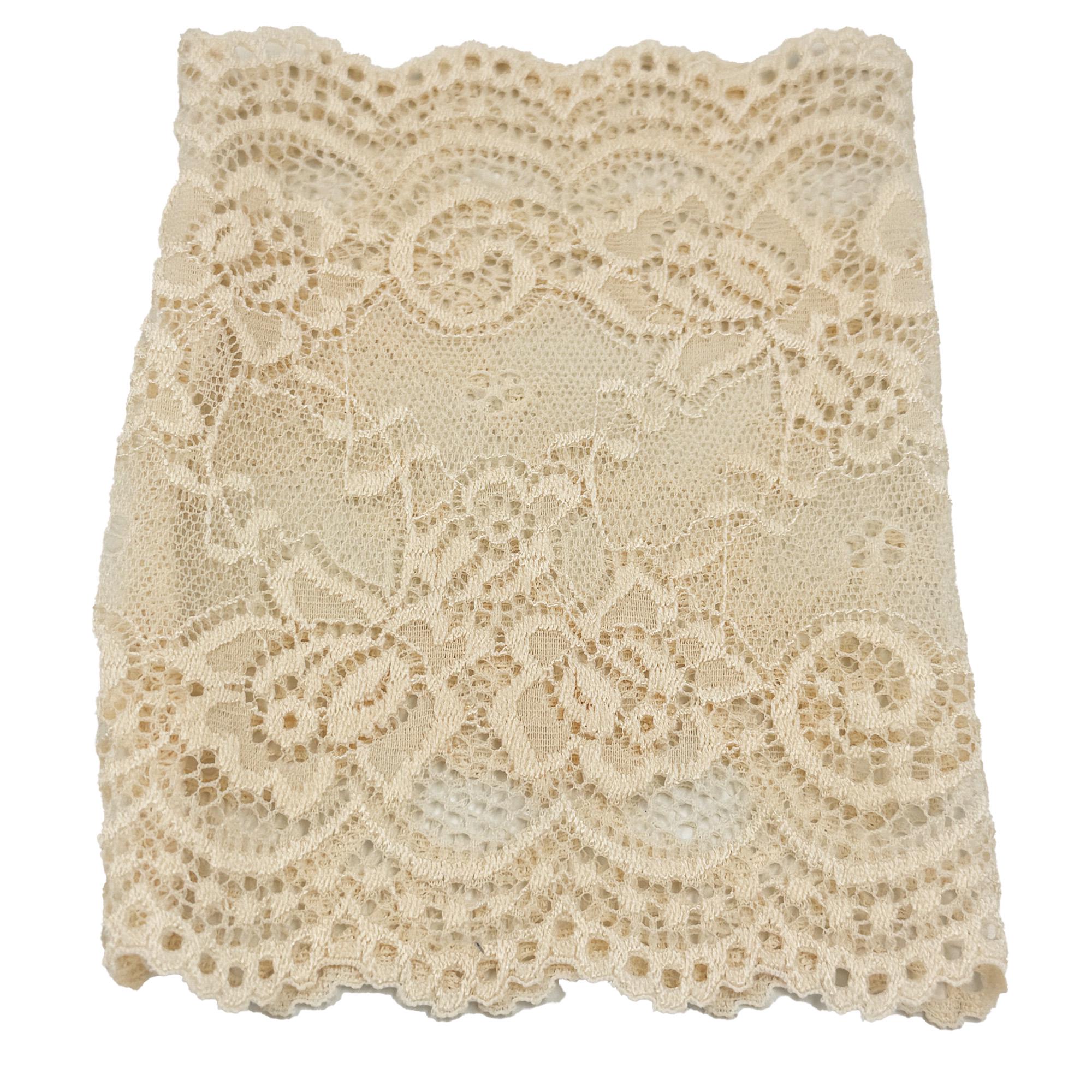 6" long Lined Beige Stretch Lace