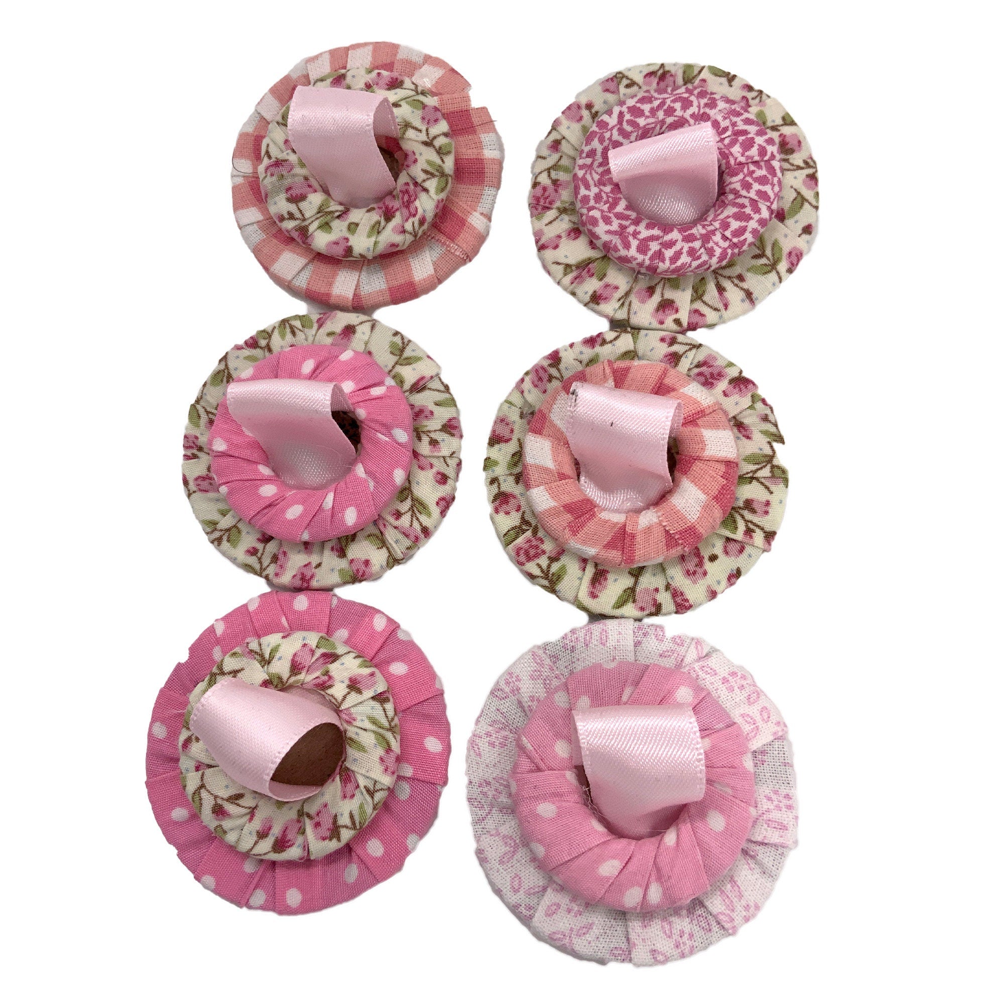 Set of 6 Hand wrapped Fabric Steel Sewing Pattern / Paper Weights 60mm x 40 mm Weighing average of 100 g Great sewing gift Pink Mixture
