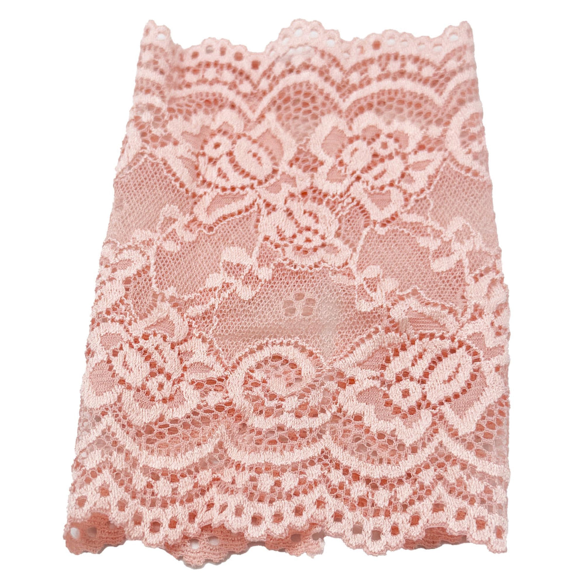 L6" Unlined Baby Pink Stretch Lace Cover Line Sleeve