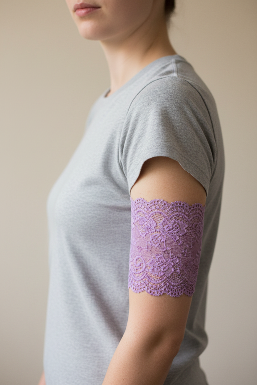 6" lilac lace cover on upper arm