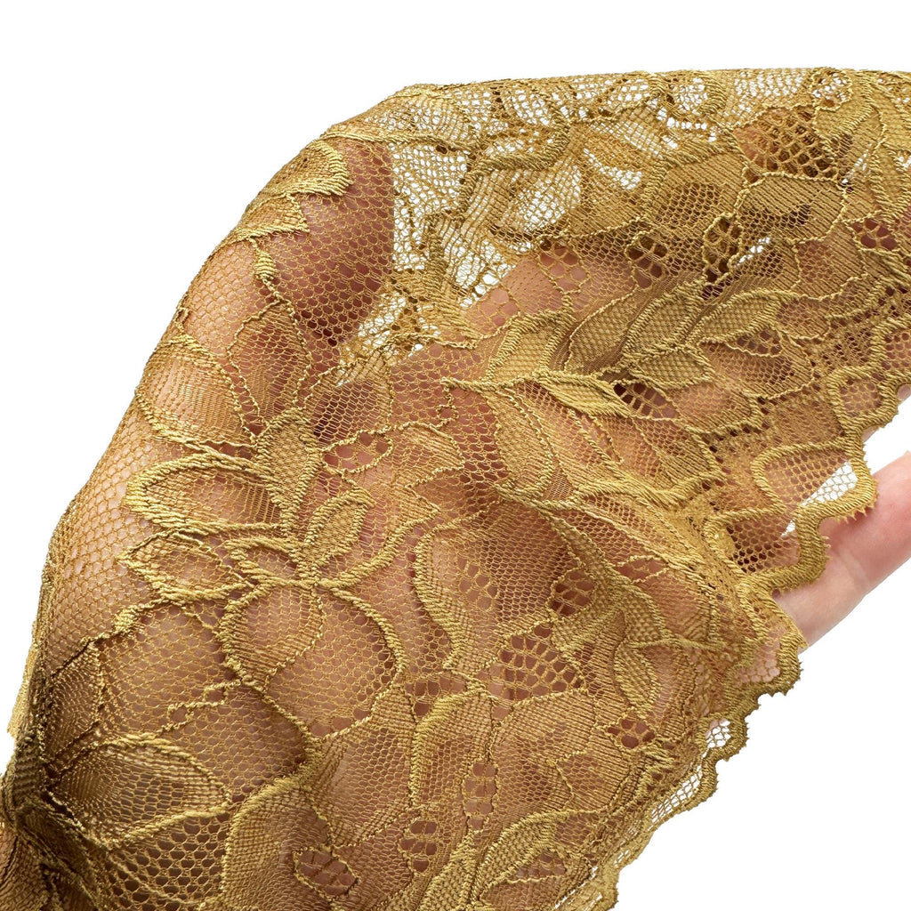 7" Unlined Gold Stretch Lace Arm Cover Sleeve