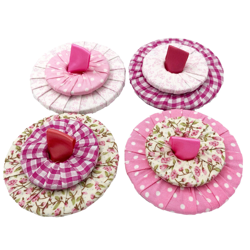 4x 125g 7cm wide Sewing Weights Hand wrapped in Pink Mixture Fabric