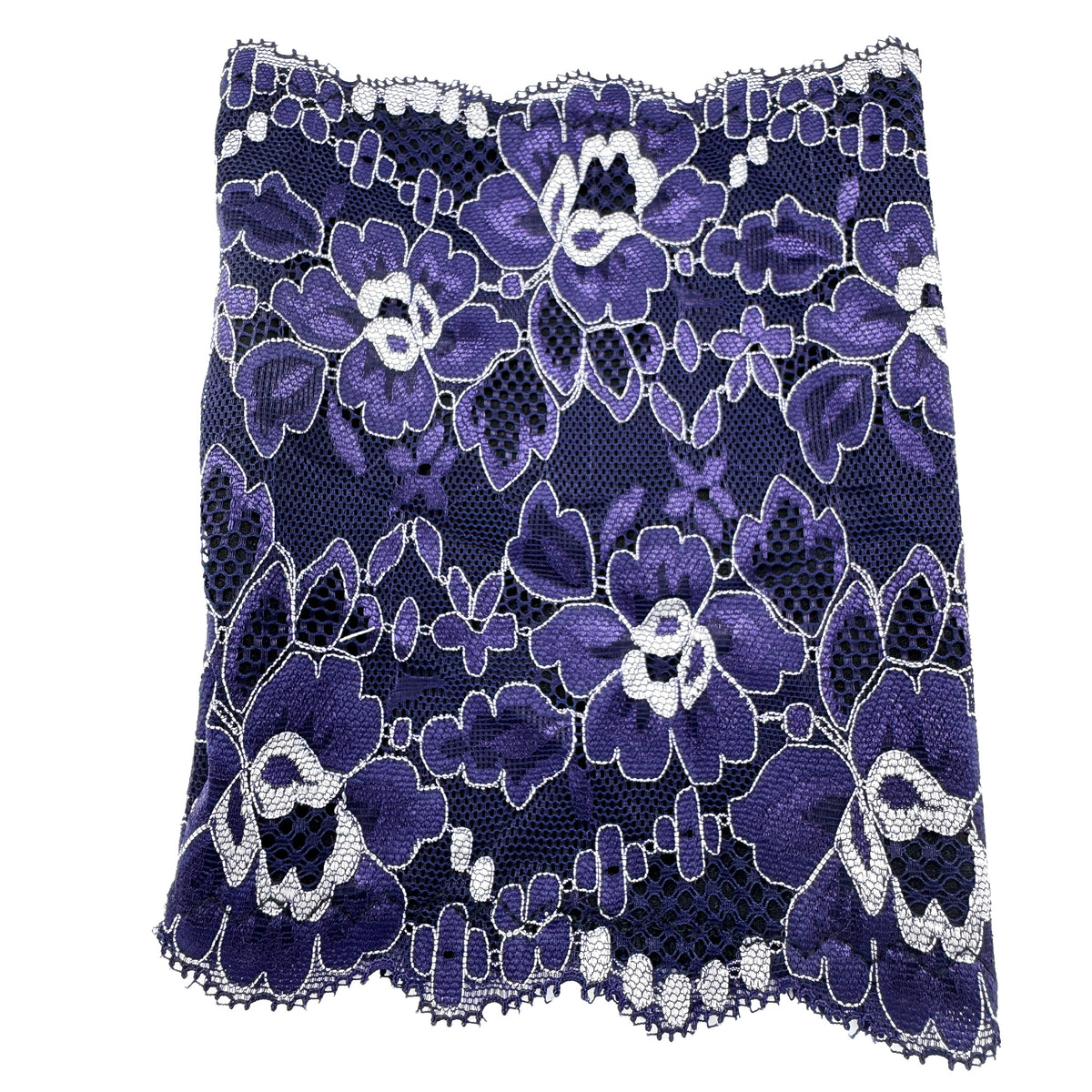 Unlined Purple & Blue Floral Stretch Lace Arm Sleeve Cover 6.5" Long