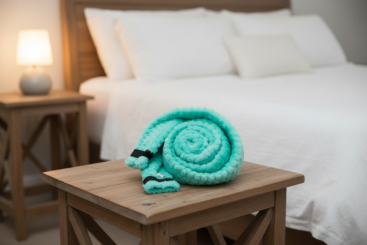 Aqua CPAP Hose Cover – Spiral Bedroom Scene