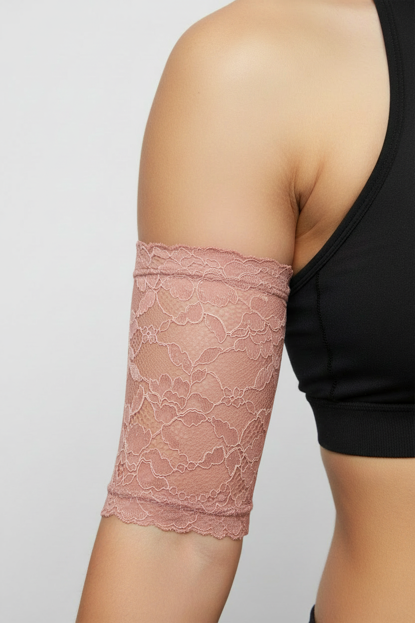 Bicep sleeve in dusky pink lace