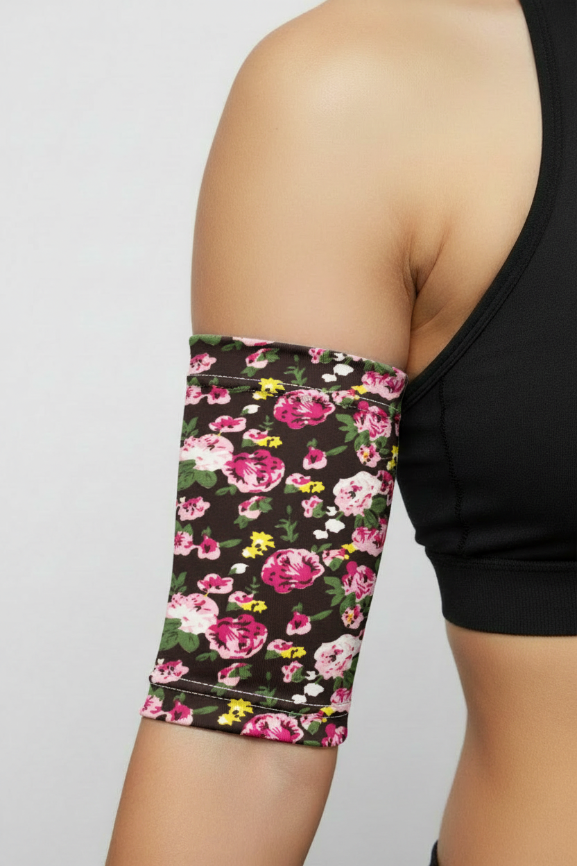 Brown-and-pink floral PICC cover