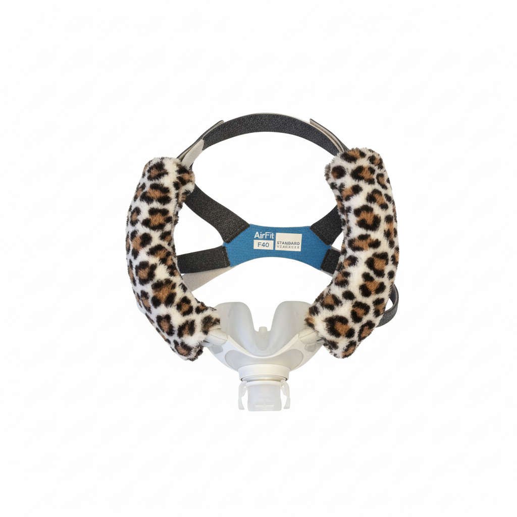 Brown Leopard Print Smooth Polar Fleece CPAP Cheek Strap Covers