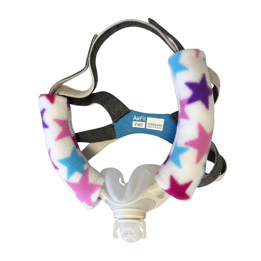 Colorful Stars Pattern CPAP Cheek Strap Covers on F40 Headgear