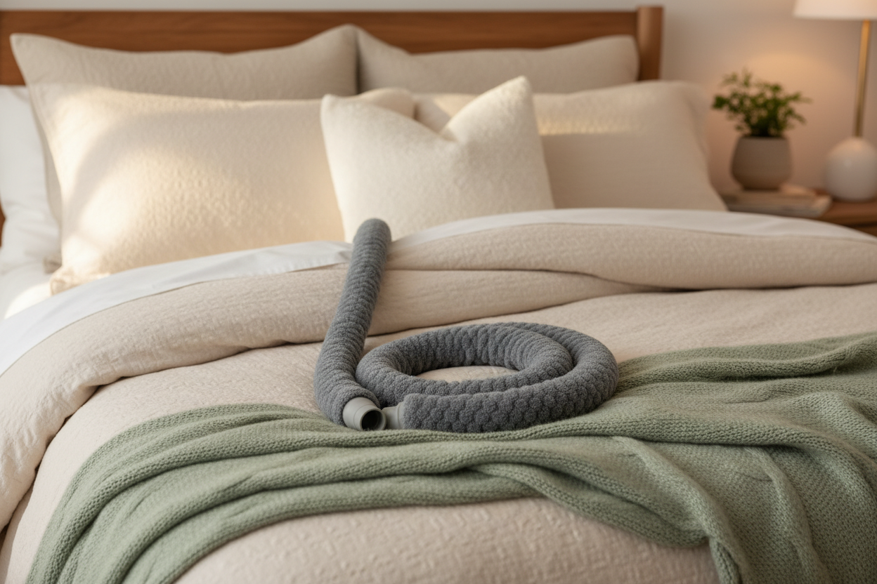 2m CPAP Hose Cover - Grey Popcorn Fleece