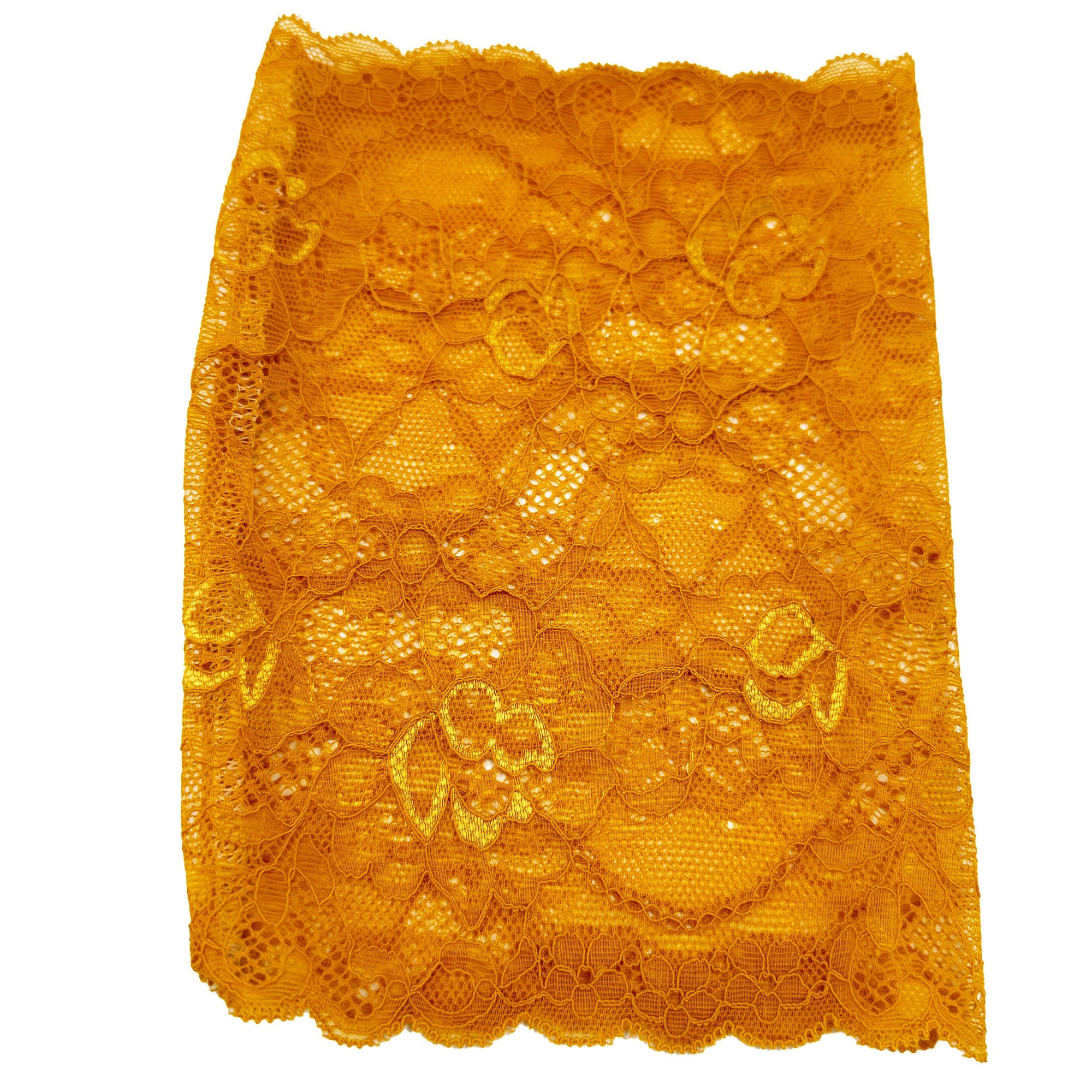 Unlined Orange Floral 6.5" Lace PICC Line Covers