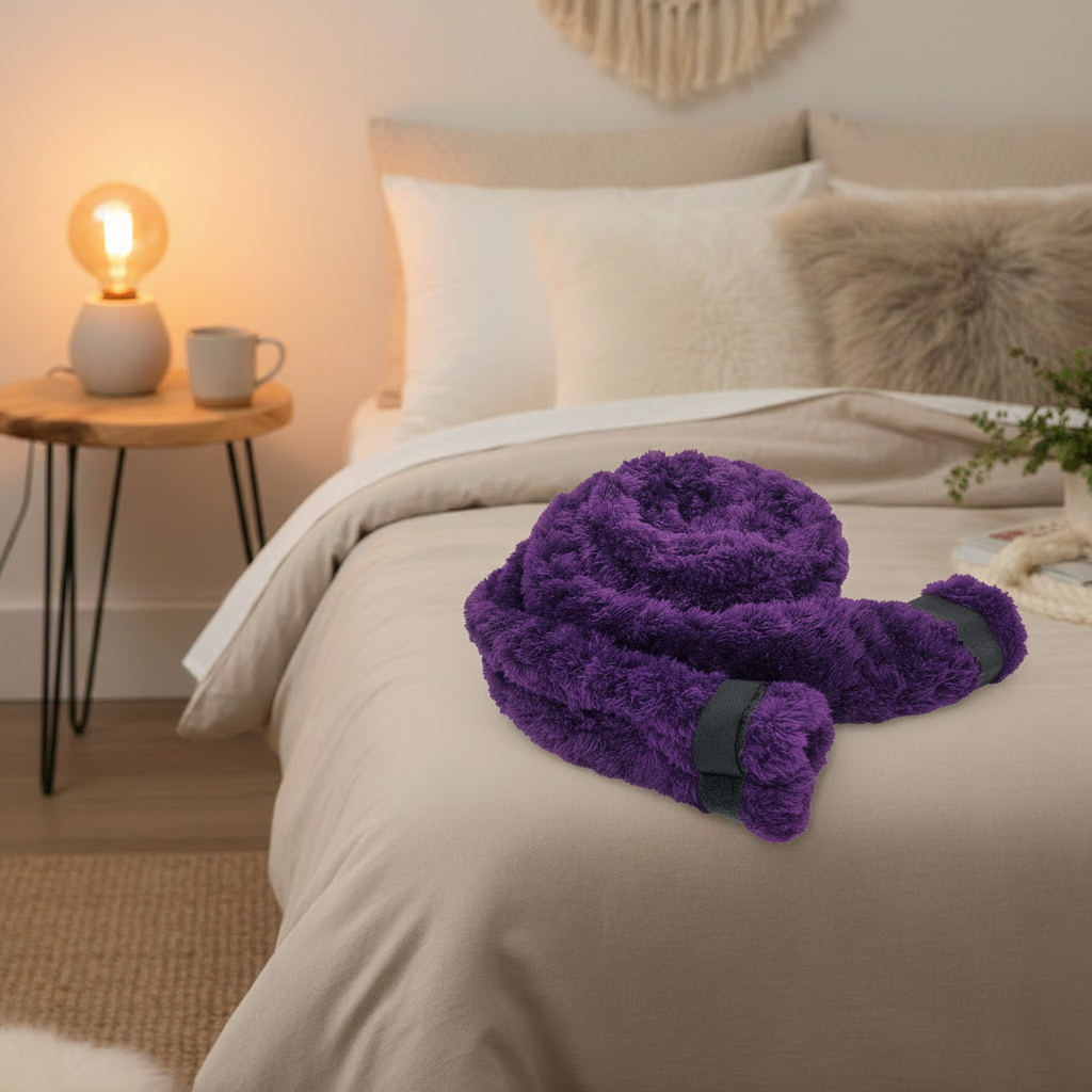 Dark Purple Popcorn CPAP Hose Cover - Bedroom Lifestyle