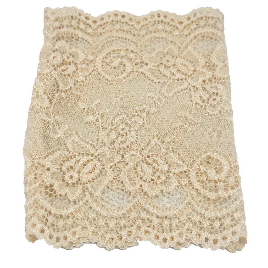 6" long Lined Beige Stretch Lace