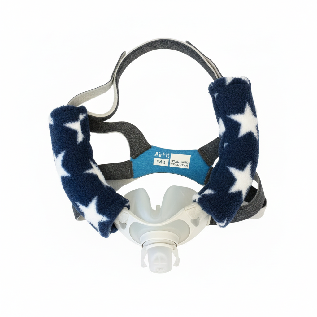 5-5.5" CPAP PAP Headgear Hook and loop Cheek strap wraps fleece