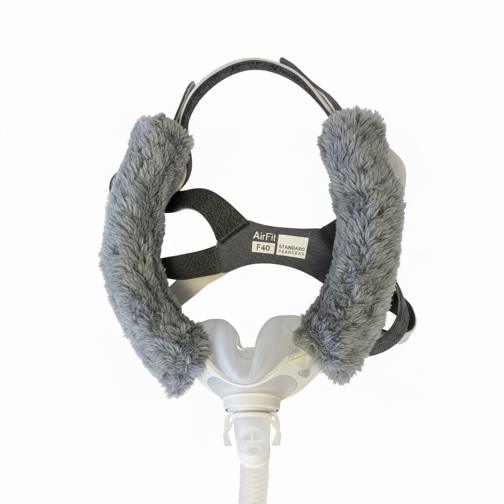 5.5" approx CPAP BIPAP Ventilator Headgear hook and loop Cheek Covers double thickness  Grey