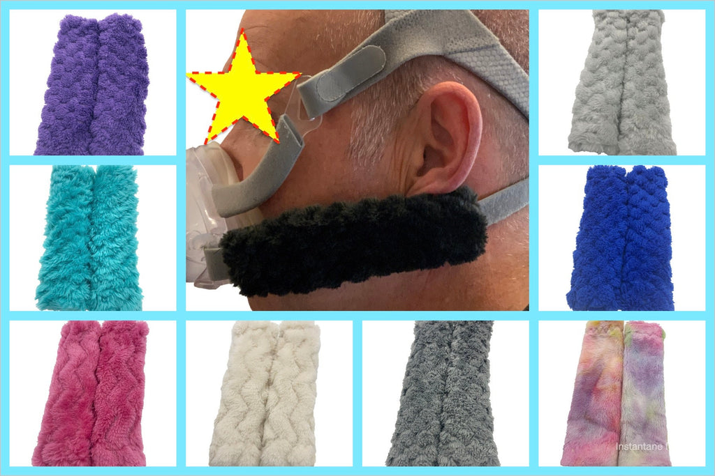 Pair of 5" Slide-on Cheek Strap Covers for CPAP BIPAP Ventilator Headgear Popcorn Fleece Variety of Colours available in store