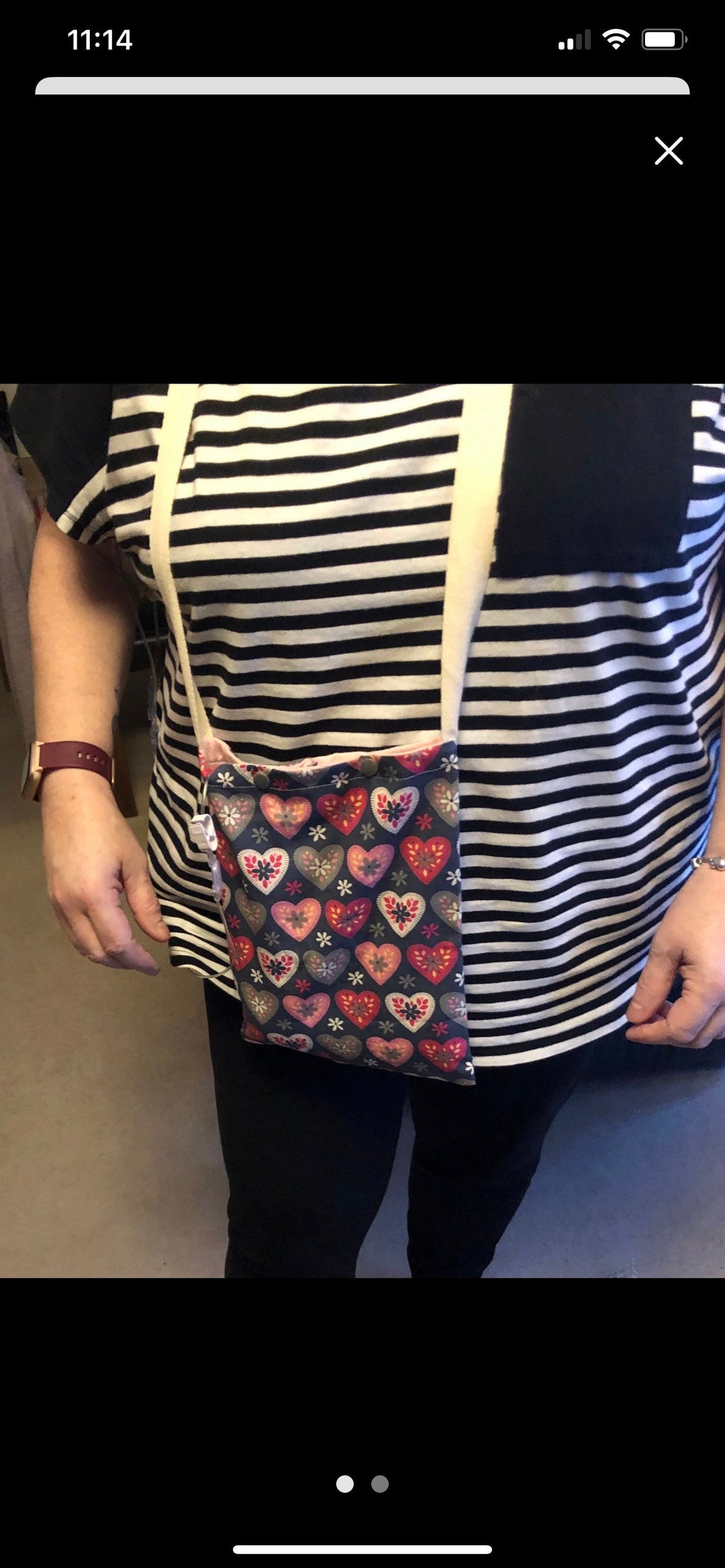Lined Cotton Small Syringe Driver Bag approx 11.5"x 6.5"