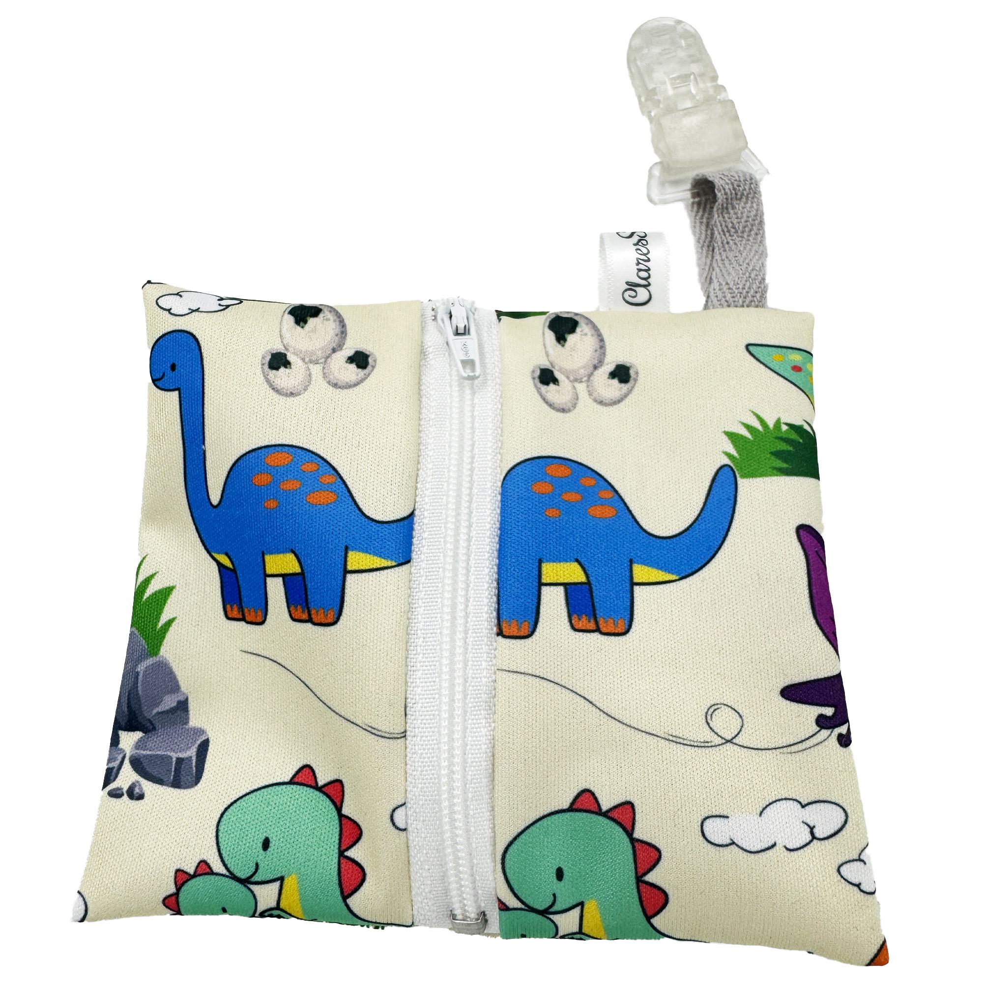 NGT Hickman Line - Feeding Tube Tubie Pouch with Zip and Clip - Dinosaurs