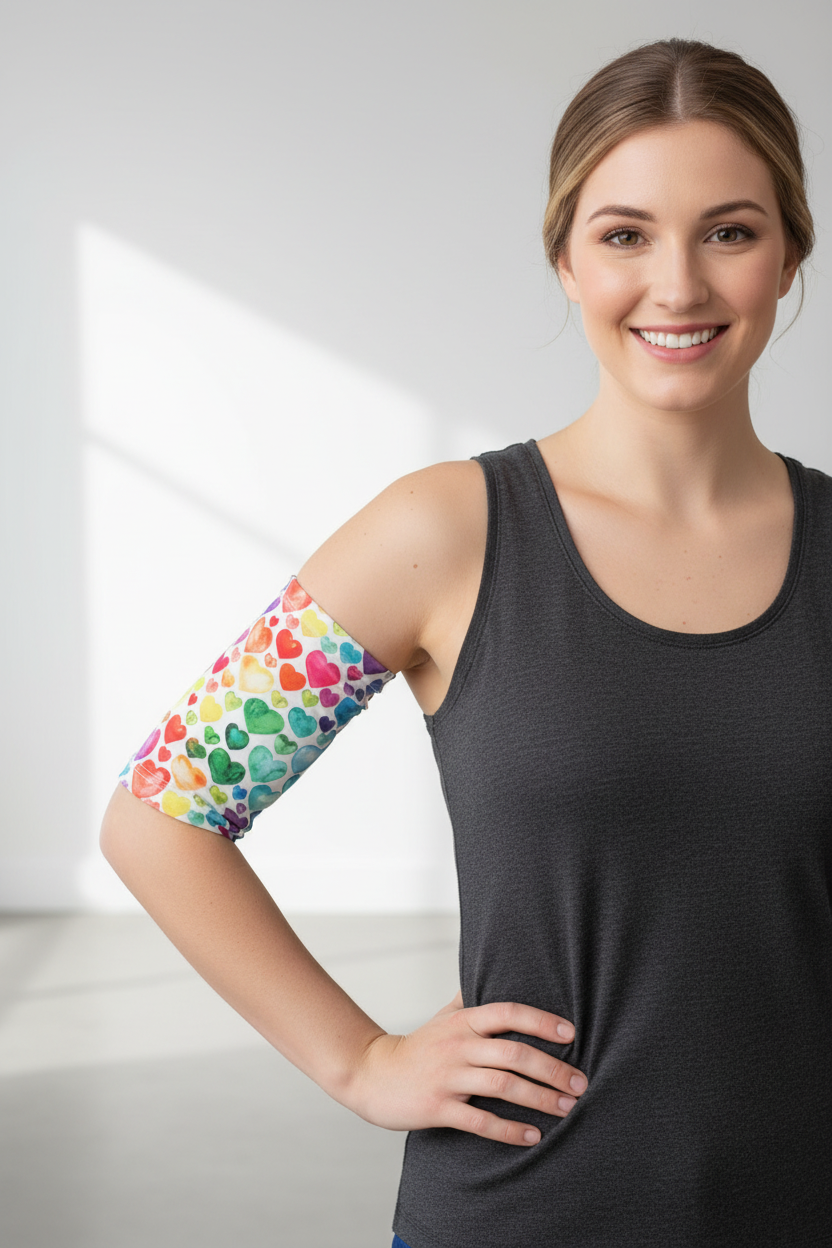 Multi-heart PICC line cover on model