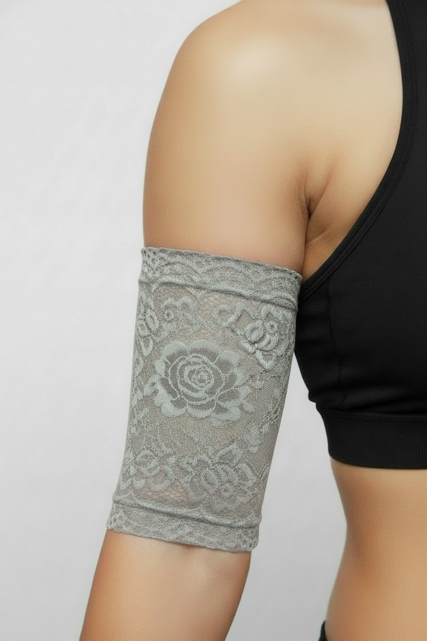 PICC Line Cover - Grey Lace Seamless