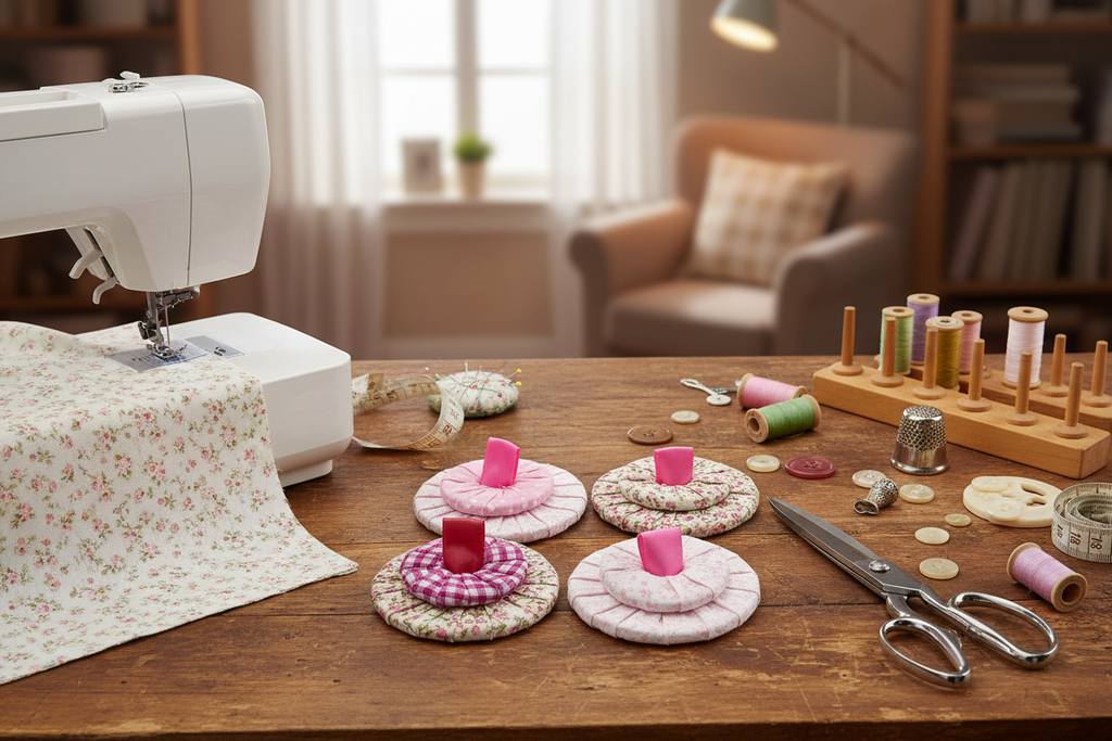 Pink Sewing Weights Unboxed in Sewing Room