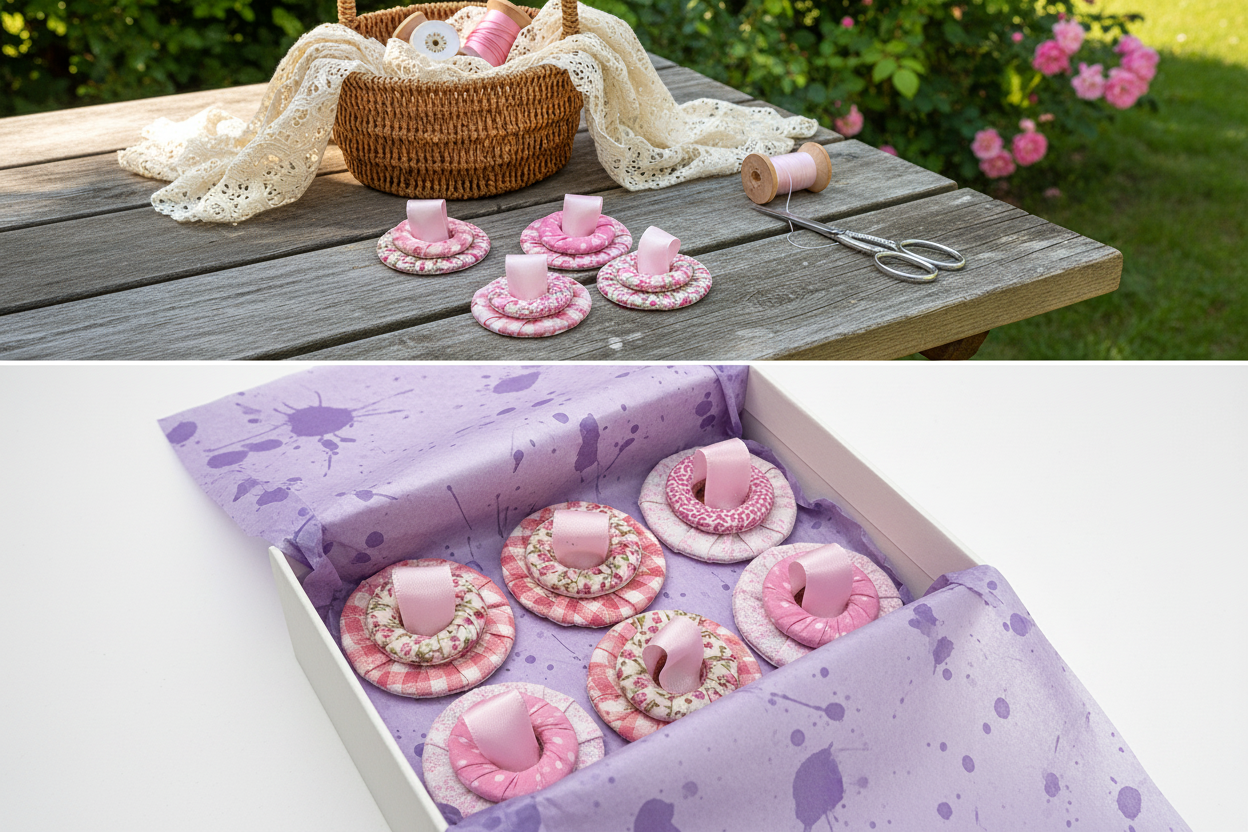 Pink Sewing Weights with Basket & Gift Box