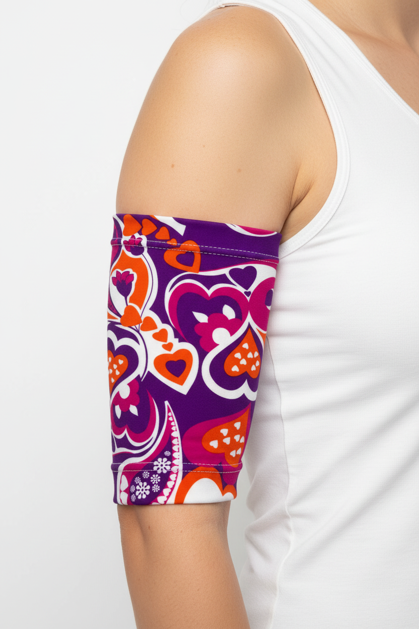 PICC Line Cover, Purple Paisley Lycra/Spandex 7"- 8" Long Made UK