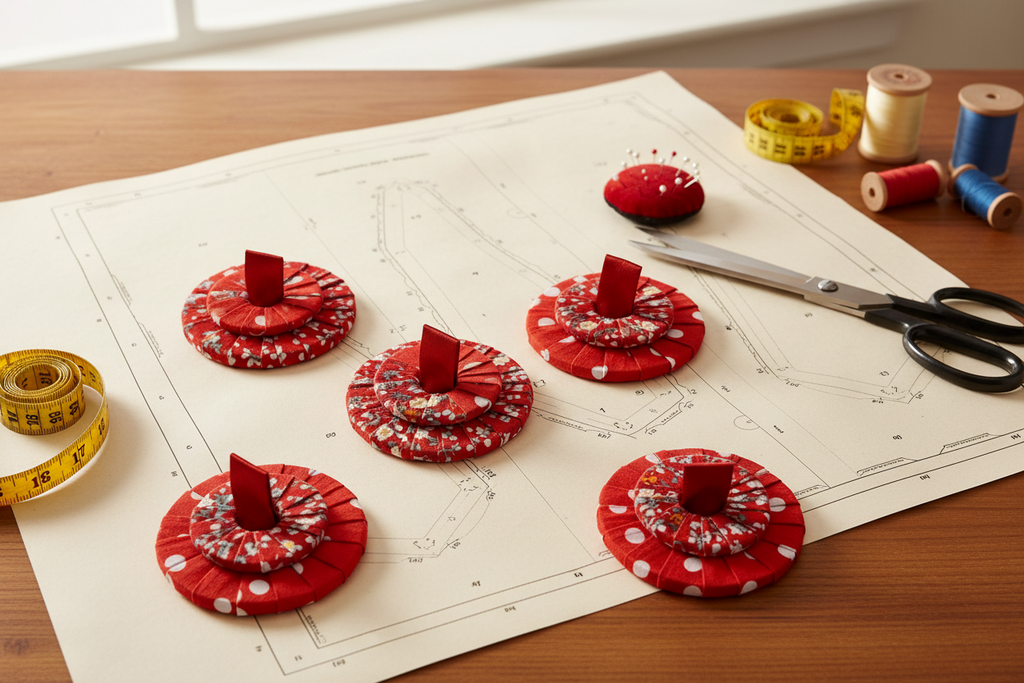 Set of 6 Fabric Wrapped Steel Sewing Pattern Weights (7cm x 4cm)