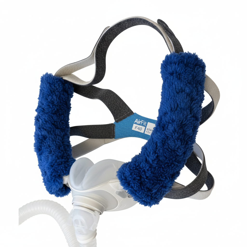 Royal Blue Popcorn Fleece CPAP Cheek Strap Covers
