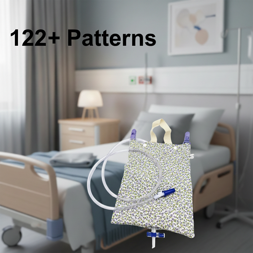 Urostomy bag in hospital room with 122+ Patterns text