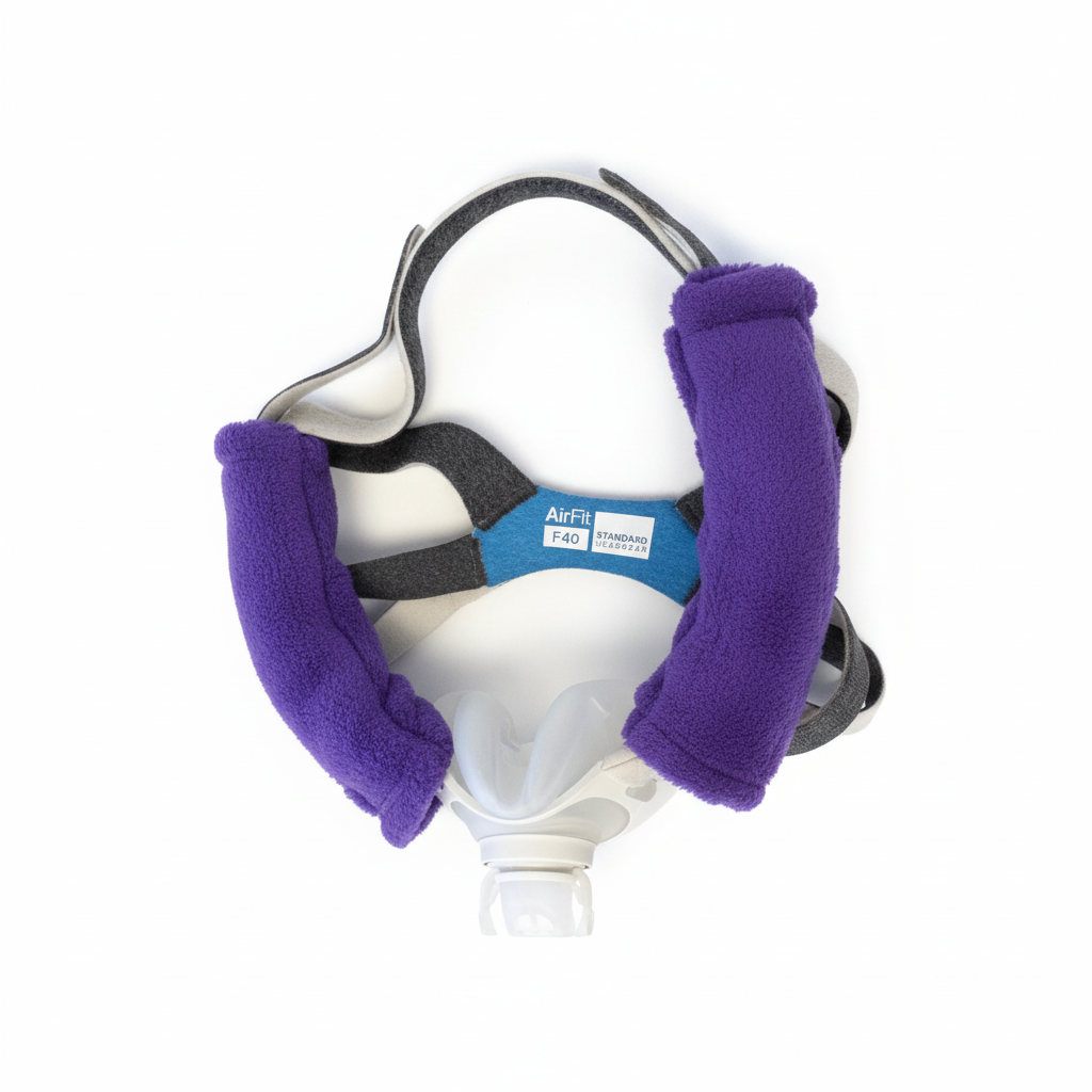 5.5" approx CPAP BIPAP Ventilator Headgear hook and loop Cheek Covers double thickness purple